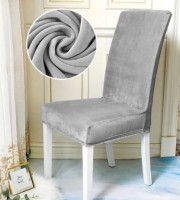 6pcs Silver Grey Colour Velvet Chair Cover