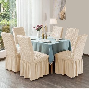 6Pcs Cream Color Chair cover