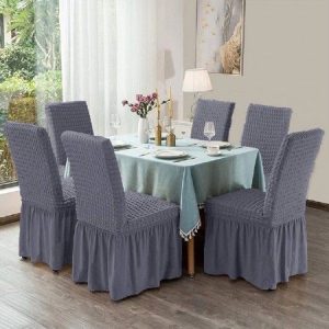 6Pcs Ash Grey Color Chair cover